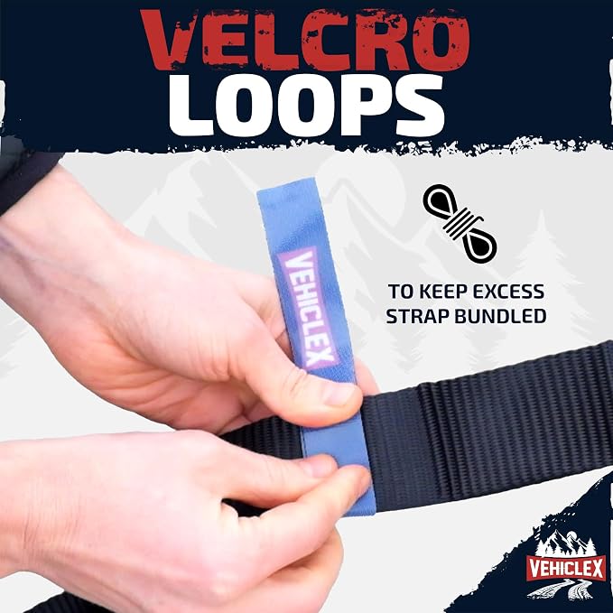 Vehiclex Wheel Tie Down Lasso Straps - 2" x 10' O-Ring Straps (4 Pack) - Ideal Over The Wheel Tie Downs