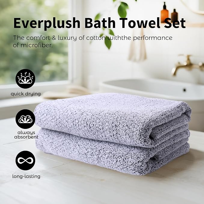 Everplush Diamond Collection 6-Piece Bath Sheet Towel Set, Soft Plush Jacquard Luxury Bath Towels,Highly Absorbent & Fast-Drying Luxury Towels Sets for Bathroom,Shower, or Spa (Grey, Bath Sheet 6PK)