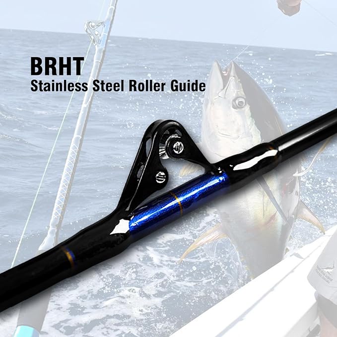 Fiblink 1-Piece Saltwater Offshore Trolling Rod Conventional Boat Rod Carbon Fishing Pole(6 Feet, 30-50 lb/50-80 lb/80-120 lb)