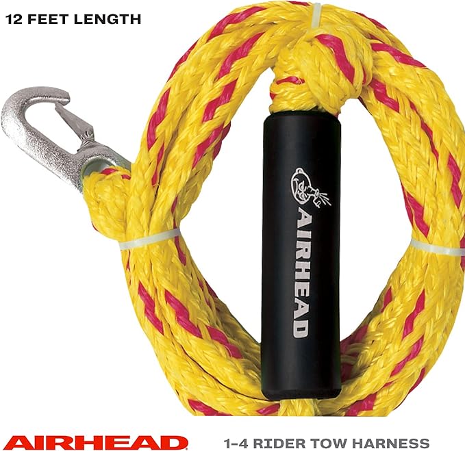 Sportsstuff Booster Ball, Towable Tube Rope Performance Ball Dimensions inflated & Airhead Heavy Duty Tow Harness for 1-4 Rider Towable Tubes, Water Skis, Wakesurf Boards and Wakeboards, 12-Feet