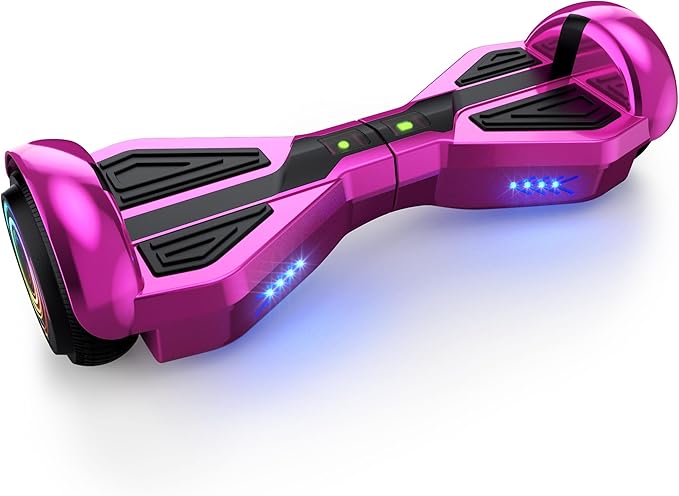 Starship Hoverboard with Bluetooth Speaker, Chrome Color Self Balancing Scooters with Science Fiction Design and 6.5 inch LED Wheels (Chrome Pink)