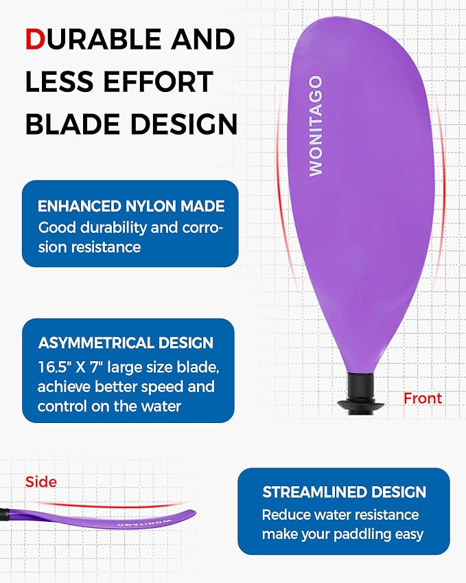Kayak Paddle Carbon Fiber Shaft and Reinforced Nylon Blade, Adjustable Kayaking Oars, 3 Piece, 230-250 cm/90-98 Inches,210-230 cm/82-90 inches