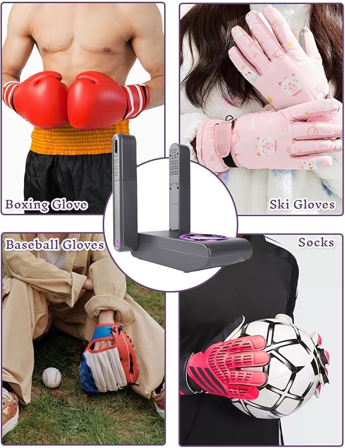 Boxing Glove Dryer with Smart Display& Storage Bag, Portable Glove Dryer& Moisture Remover, Constant Temperature Punching Gloves Dryer with Adjustable Heat& Timer for Home Gym(Black)