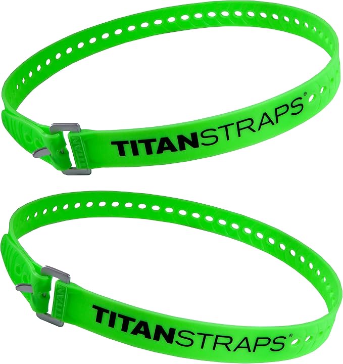 Titan Industrial Straps – Strong & Simple Tie-Downs for Construction (Welders, DIY Home) & 1st Responders – 3 Year Warranty, Batch Tested – 70 lb. Working Load, 20" Length, Lime Green, 2-Pack