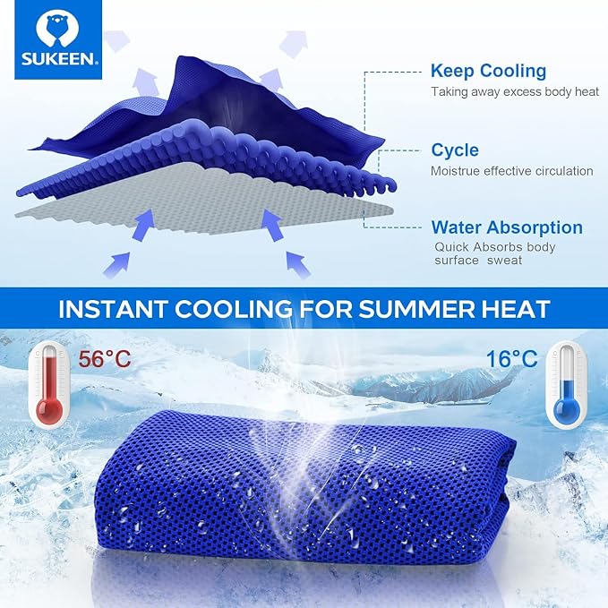 Sukeen 6 Pack Cooling Towels (40"x12") for Neck and Face, Soft Breathable Chilly Ice Towel for Hot Weather, Cooling Neck Wraps, Microfiber Towel for Yoga, Sport, Running, Gym, Camping,Fitness,Workout