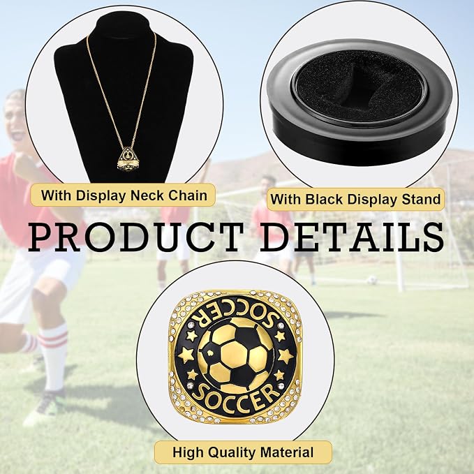 Highergo 1 PC Champion Mvp Rings Baseball Soccer Basketball Volleyball Football Softball Trophy Ring with Display Stand and Neck Chain Size 11 for Winner Tournament Award Gift(Baseball)
