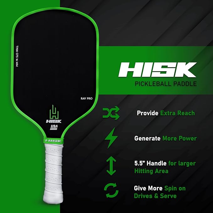 RAV PRO Pickleball Paddle - Ultimate HIGH END 16mm Japanese Toray T700 Raw Carbon Fiber CFS w/Excellent GRIT Roughness Texture, Aero Dynamic Curve, USAPA Approved, Non Slip Grip