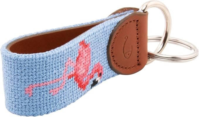 Leather Hand-Stitched Needlepoint Key Fob or Key Chain