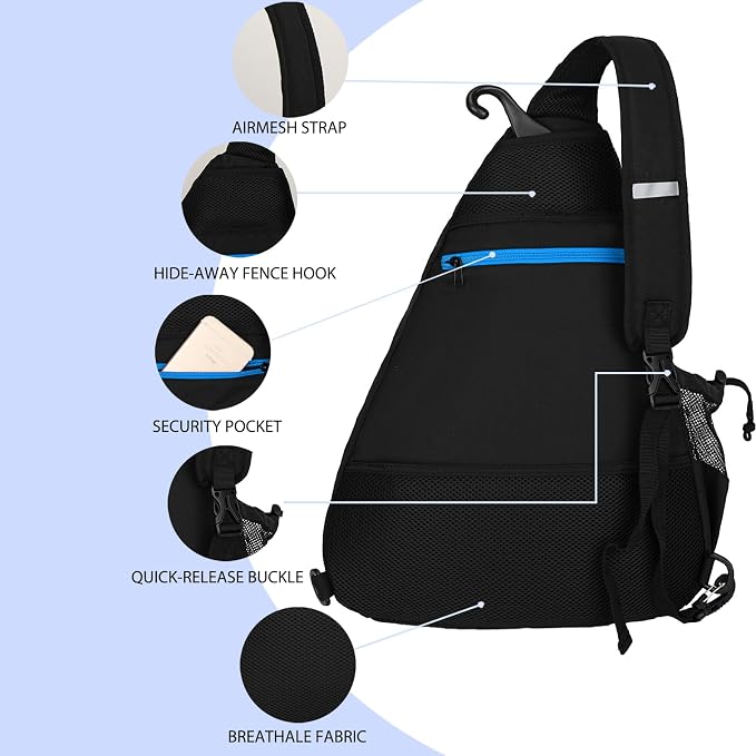 Goloni Pickleball Sling Bag for Men Women, Lightweight Pickleball Backpack with Fence Hook