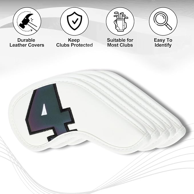 Golf 10pcs/12pcs Thick Synthetic Leather Golf Iron Head Covers Set Headcover Fit All Brands