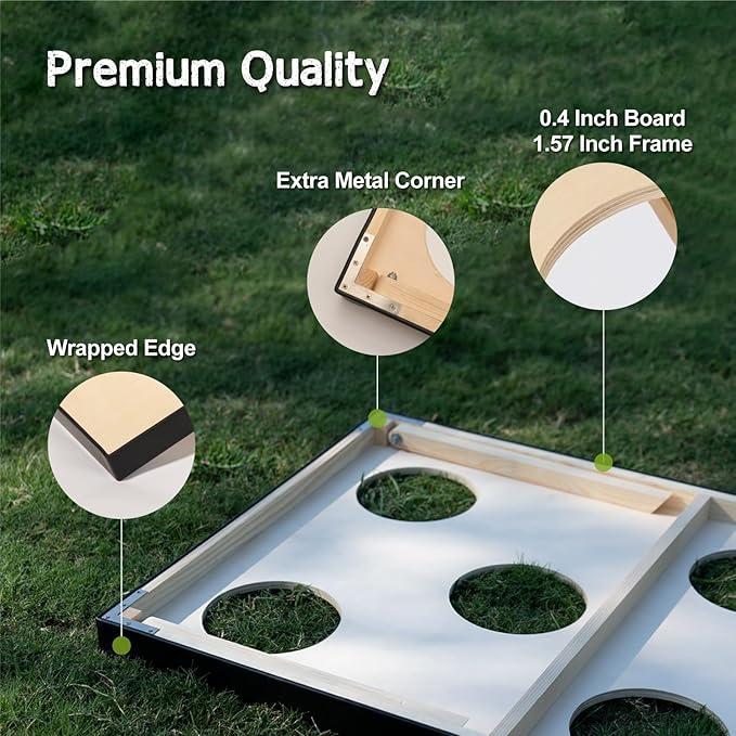 Merito 2-in-1 Outdoor Games, Cornhole Board Set & Ring Toss Game, Perfect Reinvented Bean Bag Toss Games for Backyard, Beach, Camping and Party