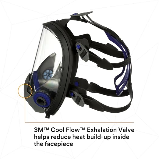 3M Ultimate FX Full Facepiece Reusable Respirator, FF-401, NIOSH, ANSI, Six-Strap Harness for a Secure Comfortable Fit, Cool Flow Valve, Passive Speaking Diaphragm, Small