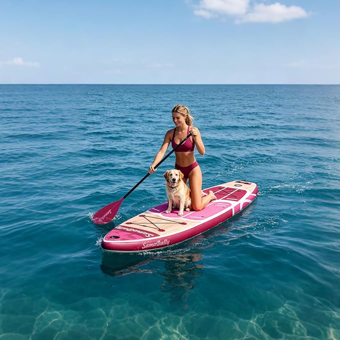 Inflatable Stand Up Paddle Board - Ultra Stable Wide Paddle Boards of All Skill Levels, Full-Color Gradient Design, Anti-Slip EVA Deck with Premium Accessories