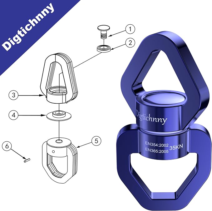 Swing Swivel, 35KN Safety Rotational Device,Swing Spinner for Web Tree Swing, Aerial Dance, Children's Swing, Hanging Hammock（Dark Blue）