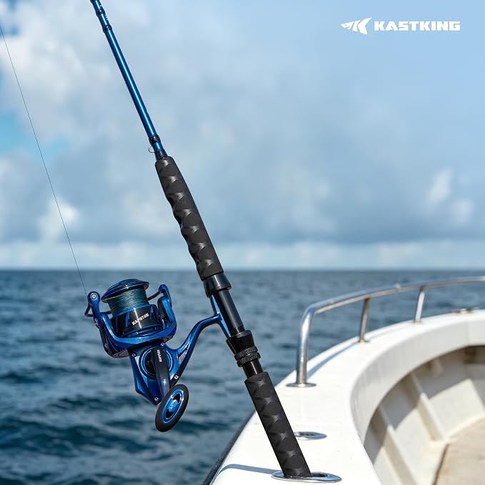 KastKing Kapstan Saltwater Spinning Rod | Boat & Surf Fishing Rod, Lightweight S-Curve Graphite, Stainless Double-Foot Guides,Aluminum Reel Seat, 2-Piece PTS