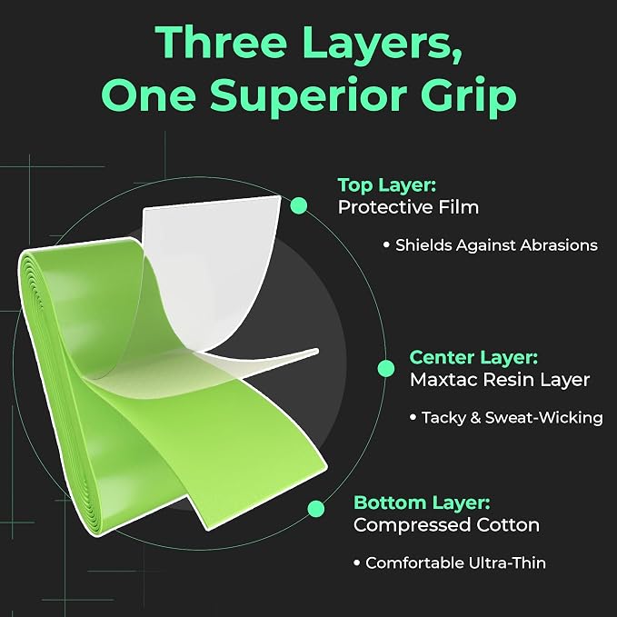 ADV MaxTac Tacky Pickleball Grip Tape - 3, 6, 12-Pack - Extremely Sticky Non-Slip Pickleball Overgrip - Razor-Thin & Easy to Use Pro Pickleball Paddle Grip Tape