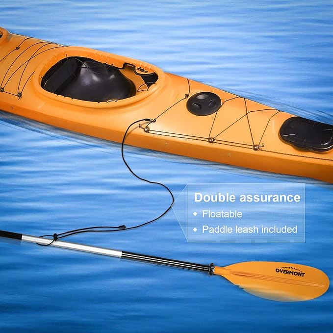 Overmont Kayak Paddles with Leash - Heavy Duty Aluminum Alloy Shaft Boating Oar for Kayaking Boating Canoeing 218cm/86in - 230cm/90.5in - 241cm/95in