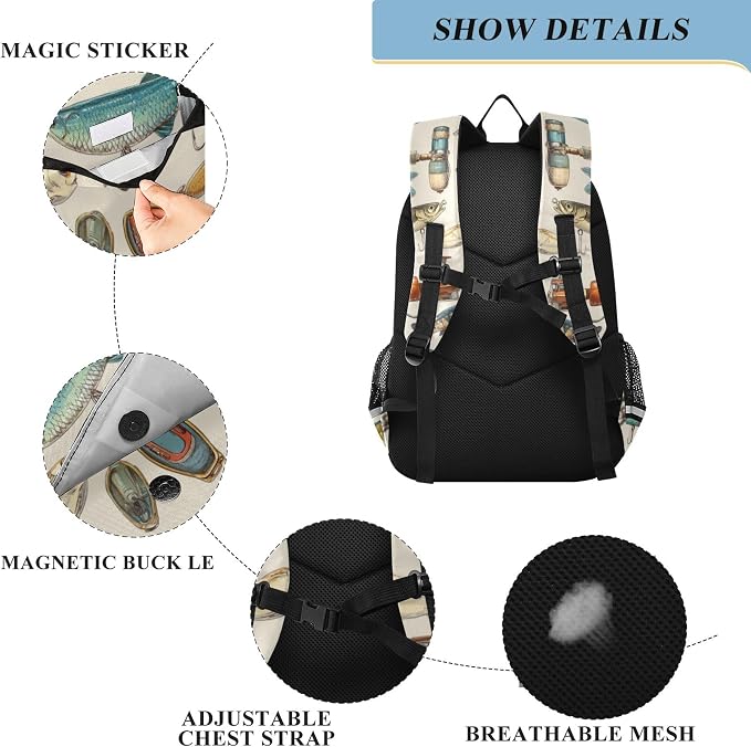 Fisyme Fishing Lures Fisherman Retro School Backpack Laptop Backpacks Bags Bookbag Travel Casual Computer Notebooks Daypacks