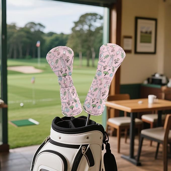 Rnyleeg Golf Club Head Covers for Women Driver Head Cover Leather Fairway Wood Headcover Hybrid Headcovers for Golf Clubs