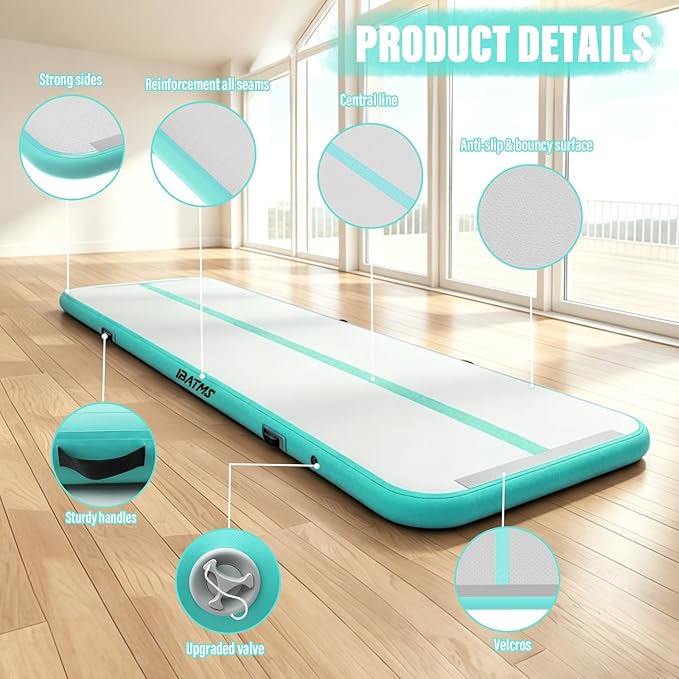 IBATMS Air Tumbling Mat Track 10/13/16/20ft, Inflatable Gymnastics Mat