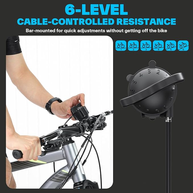 Sportneer Bike Trainer - Magnetic Stationary Bike Stand for 26-28" & 700C Wheels - Adjustable 6 Level Resistance Bike Trainer Stand for Indoor Riding with Quick Release Lever & Front Wheel Riser Block