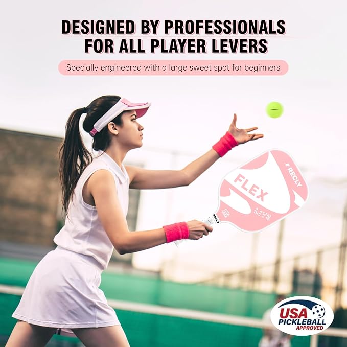 Recly Pickleball Paddles, Carbon Fiber Pickleball Paddle with UV Printed Finish & Sure-Grip Elongated Handle 14MM,USAPA Approved for Beginner and Professional Players