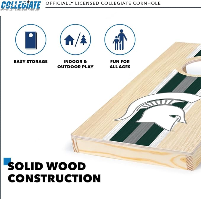 Wild Sports College Portable Size 1' x 2' Solid Wood Cornhole Set with Direct Print HD Team Graphics – Travel Size