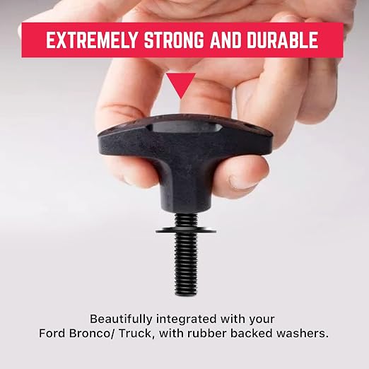 GPCA – Quick Release Hardtop Bolts, M8 25mm Thumbscrew for Ford Bronco & Jeep Accessories, Hardtop Removal, Cargo Tie Down & Cargo Hooks, D-Ring, 8 Pack (Black)