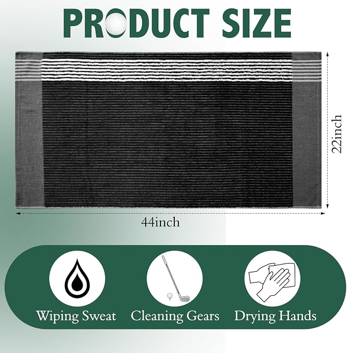 Buryeah Golf Towel 22 x 44 Inch Cotton Golf Caddy Towel Camping Large for Caddies Golfers Tour Players Club with Stripe