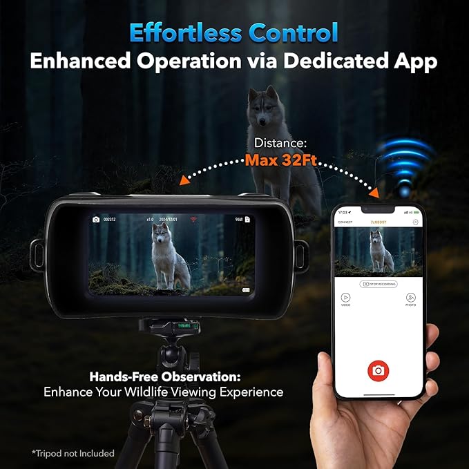 GTHUNDER Night Vision Goggles Binoculars with Remote Monitor on App | Crystal Clear 4K UHD Video & 52MP Full Color Photos on 4" HD Screen |10X Zoom Ideal for Camping Hunting & Wildlife Observation