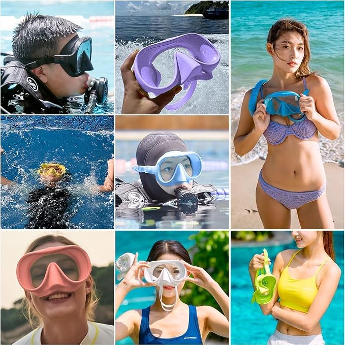 2 Sets Snorkeling Gear for Adults, Snorkel Set Adult Panoramic View, Anti-Leak Anti-Fog Scuba Diving Mask with Mesh Bag, for Portable Professional Diving Snorkeling Set