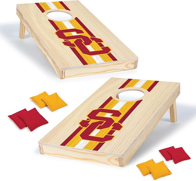 Wild Sports College Portable Size 1' x 2' Solid Wood Cornhole Set with Direct Print HD Team Graphics – Travel Size