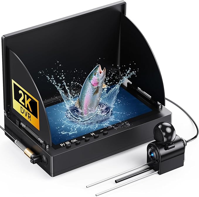 2K DVR Underwater Fishing Camera with Recording 6" OLED Sun-Readable Display | 10000mAh Battery, 220° Wide Angle, IR Night Vision | Professional Portable Kit for Ice & Boat Fishing