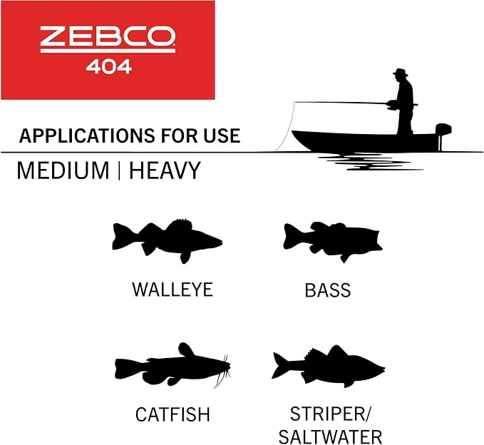 Zebco 404 Spincast Reel and Fishing Rod Combo, 6-Foot 2-Piece Fishing Pole, Size 40 Reel, Right-Hand Retrieve, Pre-Spooled with 15-Pound Zebco Line, Black/Red