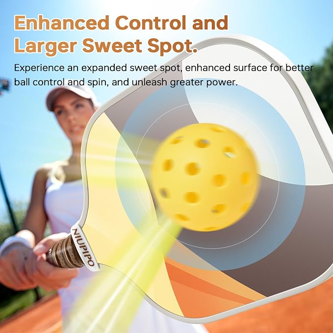niupipo Pickleball Paddles Set of 2 or 4, USAPA Approved Fiberglass Pickleball Paddle Set with Balls and Bag, Polypropylene Honeycomb Core, Lightweight Pickleball Paddles for Beginners Men Women