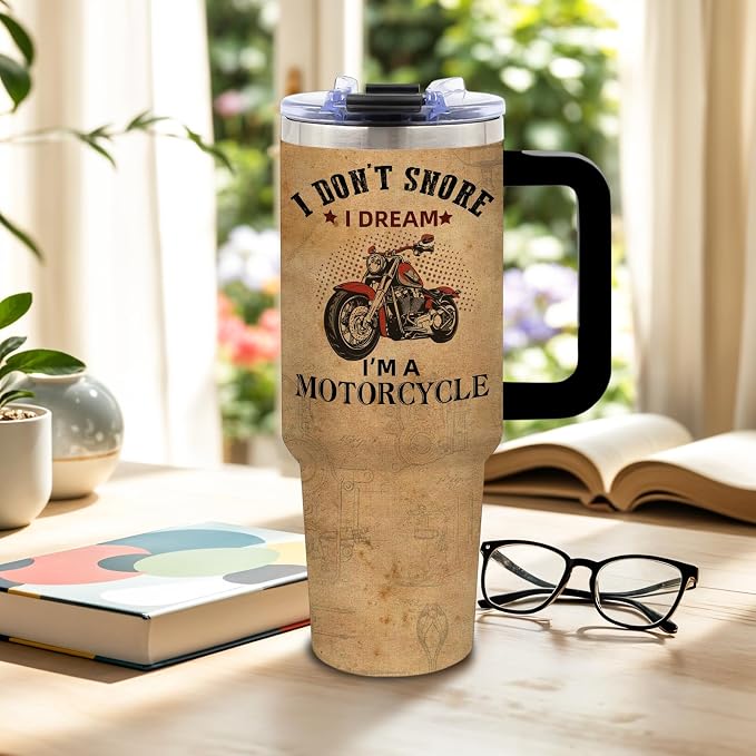 DUUV Motorcycle Tumbler 40oz, Insulated Motorcycle Gift for Man | Motorcycles Riders Cup Leakproof, Motorcycles Coffee Mug, Birthday Christmas Ideal Gifts for Motorcycle Lovers Man, 1 Pack