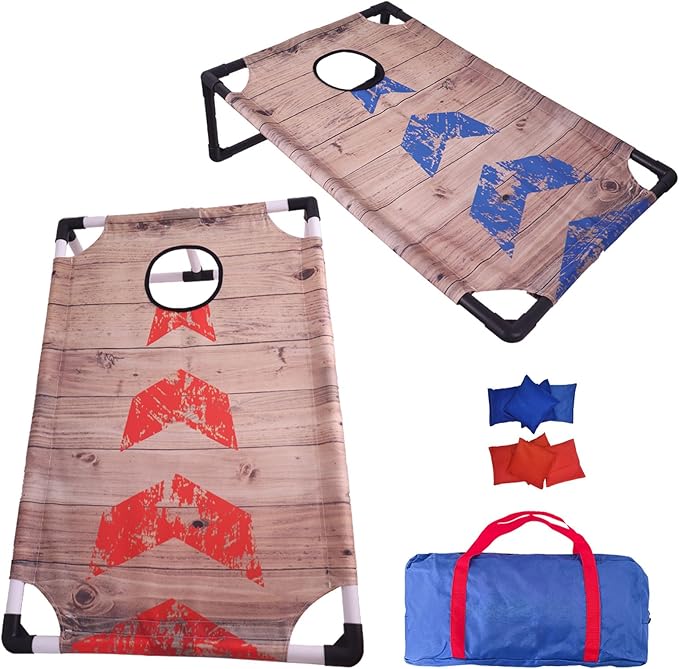 Portable Cornhole Set with 2 Collapsible Cornhole Boards, 8 Cornhole Bean Bags and Carrying Case for Yard Toss Game, Indoor Outdoor Camping Games for Family Parties (3 x 2-feet)