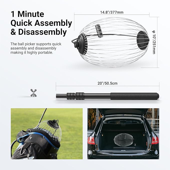 NEEWER Tennis Ball Pickleball Collector Roller, No Bending Over Quick Rolling Picker for Up to 40 Tennis Balls
