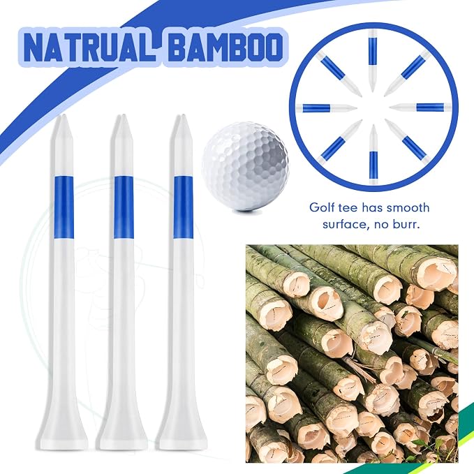 Mudder Golf Tees Bulk Wooden Bamboo Golf Tees Multicolor Wood for Men Balls Accessories