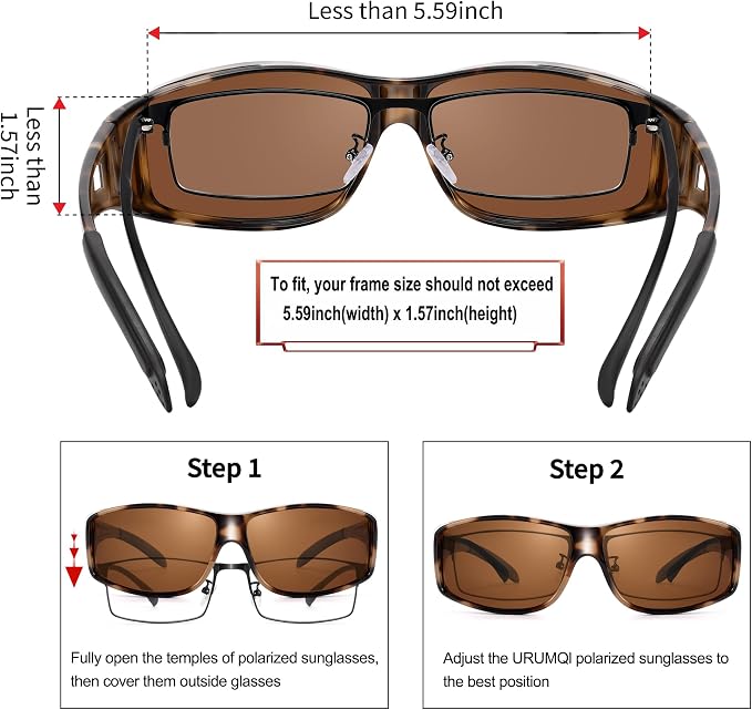 URUMQI Polarized Sunglasses Fit Over Glasses for Men Women, Wraparound Sun Glasses UV400 Protection for Driving Fishing