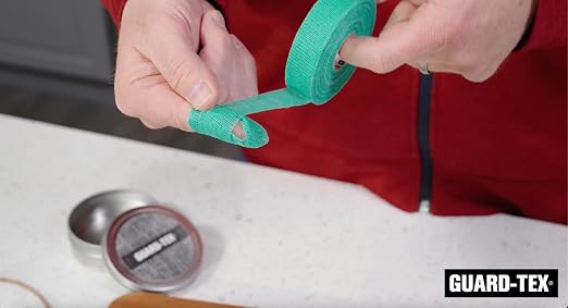 Guard-Tex® Green Finger Tape 1 in Self-Adhering Cotton Gauze for Trades — No Adhesive No Residue Skin Protection and Tool Grip — 12 Rolls x 90 ft — Made in USA Since 1935