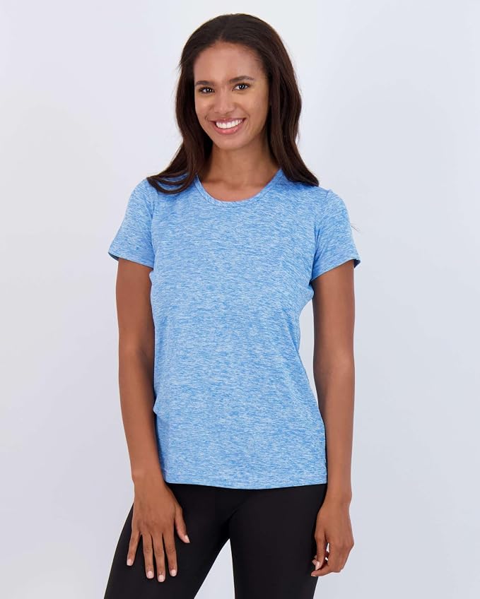 Real Essentials 5 Pack: Women's Short Sleeve T-Shirts Workout Tops Fitness Pilates Gym Activewear Athletic (Plus Available)