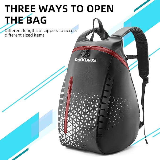 ROCKBROS Motorcycle Helmet Backpack, 14.5L Large Capacity Helmet Bags with Reflective Symbol, Waterproof Storage Bag Luggage Bag