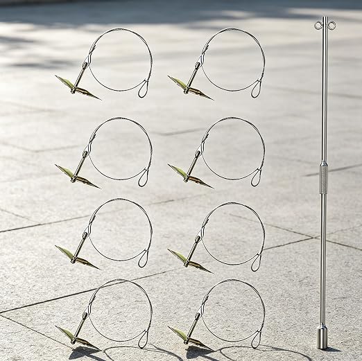 8 Pack Heavy Duty Galvanized Steel Ground Anchors with Installation Tool, Screw in Earth Anchors for High Winds, Perfect for Tents, Canopies, Sheds, Swing Sets, Trampolines and Outdoor Tie Downs