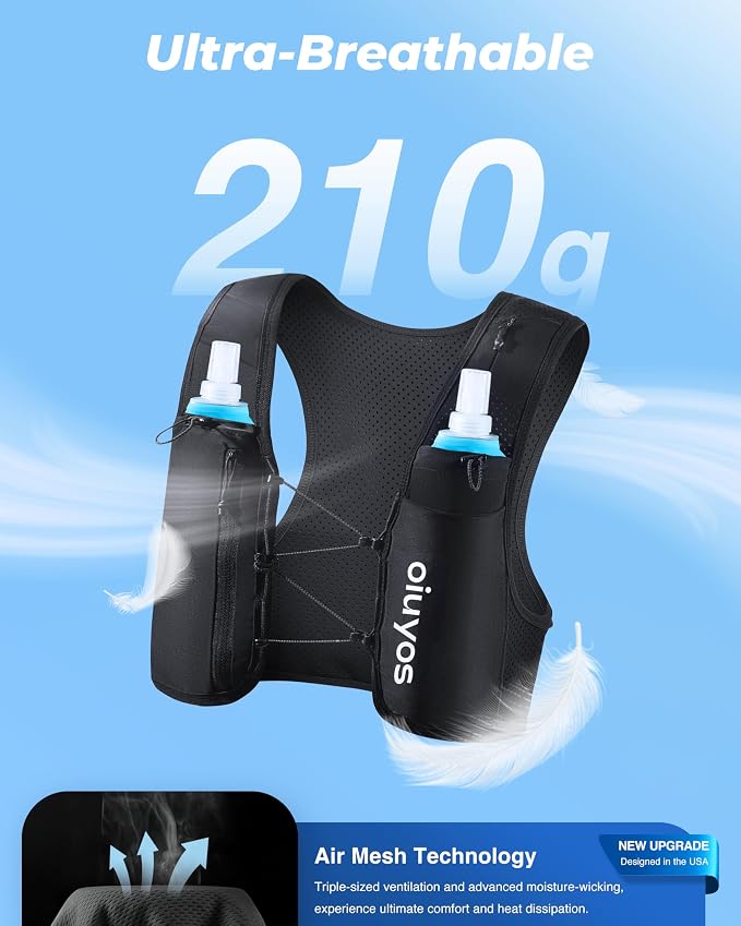 Running Vest (Small) & 2 Pack Soft Water Bottle