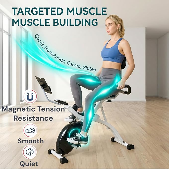 Foldable Recumbent Exercise Bike with High Backrest and Magnetic Resistance, Recumbent Exercise Bike for Home Workout，One Size-Multiple Styles Available