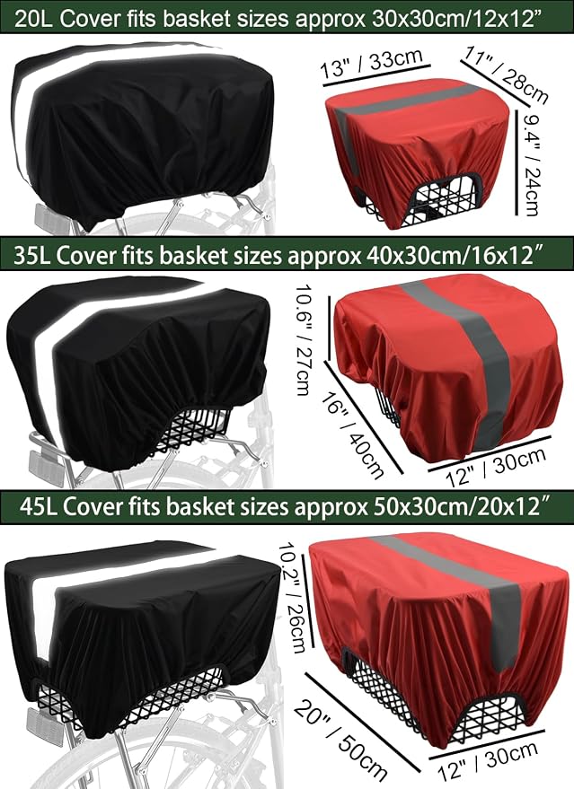 Bicycle Rear Rack Rain Cover with Reflective Strip Bike Trunk Rain Cover (45L Green, 45L)