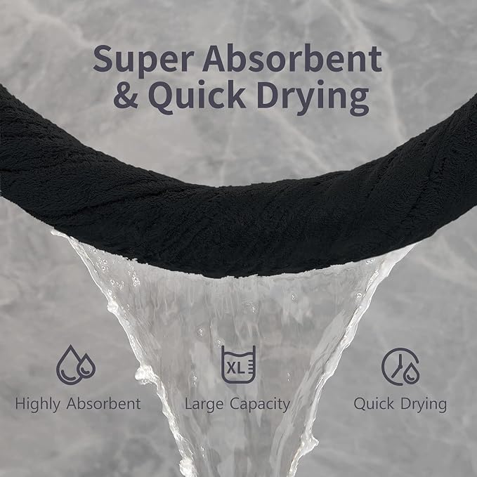 Black Bath Towels Set of 8, Quick Dry Ultra Soft Bath Sheets, 2 Large 35x70 Inch/2 Hand/4 Washcloths, Absorbent Shower Towels for Bathroom Hotel Spa