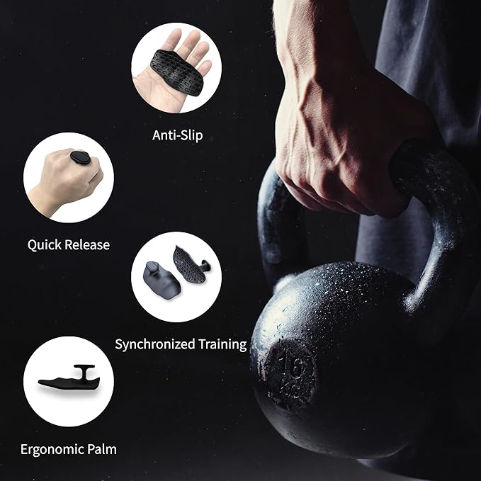 Workout Grips for Weight Lifting – Non-Slip Gym Grips, Hand Grips for Deadlifts, Rows, Lifting Grips & Weight Grip Pads for Men and Women – Gym Gloves Alternative