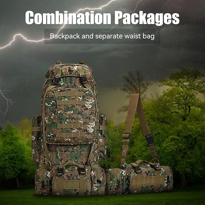 100L Camping Hiking Backpack,Molle military Tactical rucksack backpack,Waterproof Lightweight Hiking Backpack